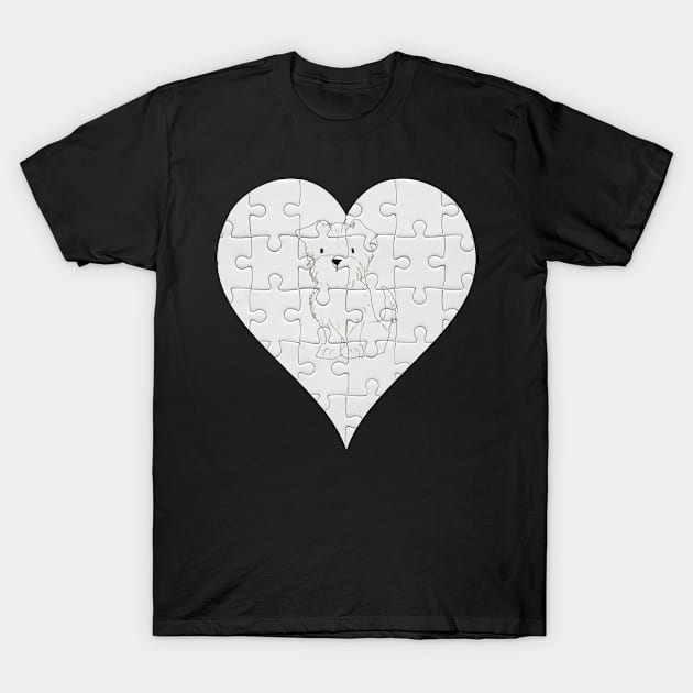 Terrier Heart Jigsaw Pieces Design - Gift for Terrier Cream White Lovers T-Shirt by HarrietsDogGifts